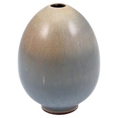 Berndt Friberg, Stoneware Pale Blue Egg Vase, Gustavsberg, Sweden, 1955