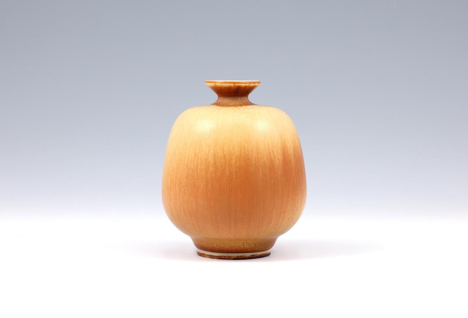 20th Century Berndt Friberg, Stoneware Red Brown Vase, Gustavsberg, Sweden, 1963 For Sale