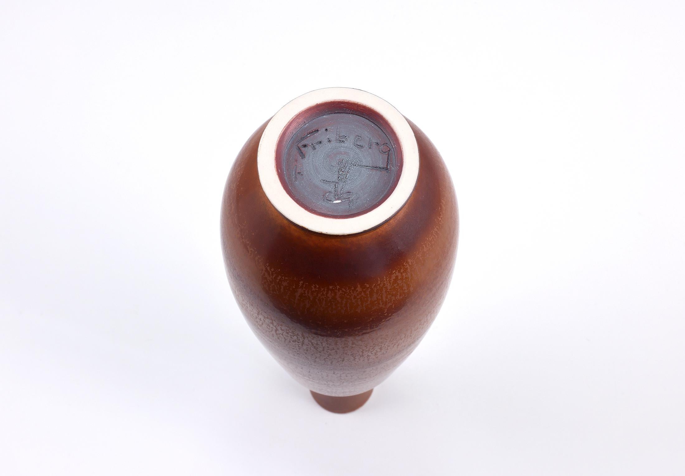 Berndt Friberg, Stoneware Red Brown vase, Gustavsberg , Sweden 1966 For Sale 3