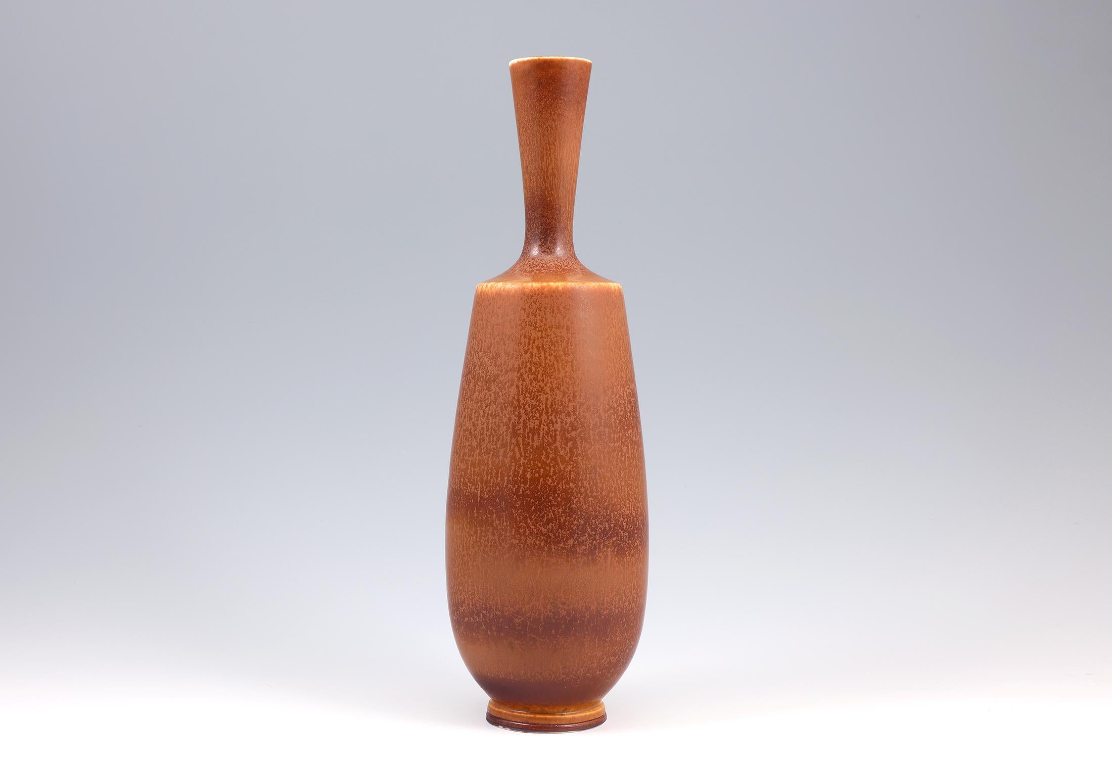 20th Century Berndt Friberg, Stoneware Red Brown vase, Gustavsberg , Sweden 1966 For Sale