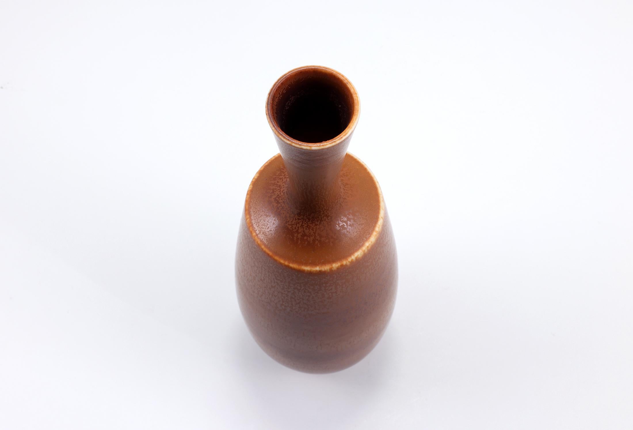 Berndt Friberg, Stoneware Red Brown vase, Gustavsberg , Sweden 1966 For Sale 2