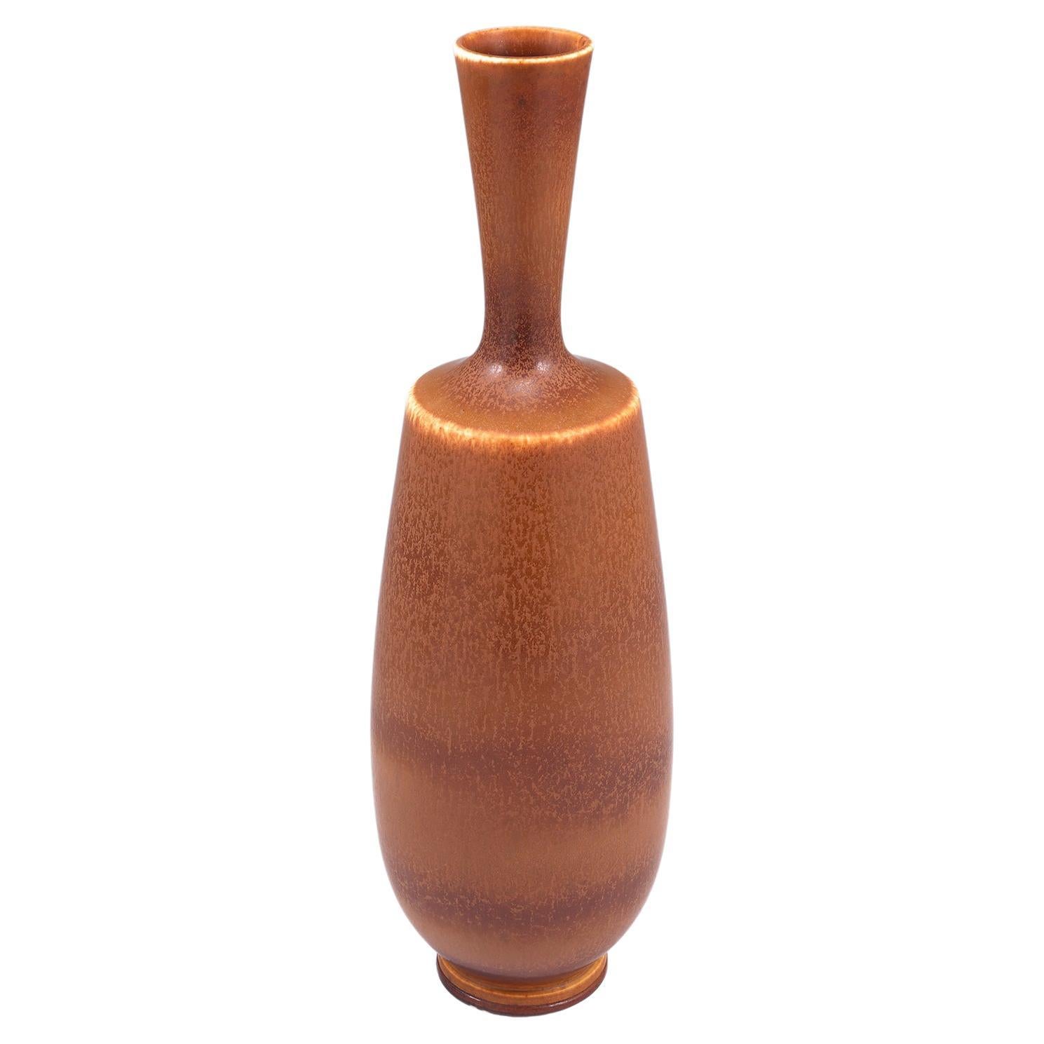 Berndt Friberg, Stoneware Red Brown vase, Gustavsberg , Sweden 1966 For Sale