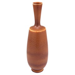 Vintage Berndt Friberg, Stoneware Red Brown vase, Gustavsberg , Sweden 1966