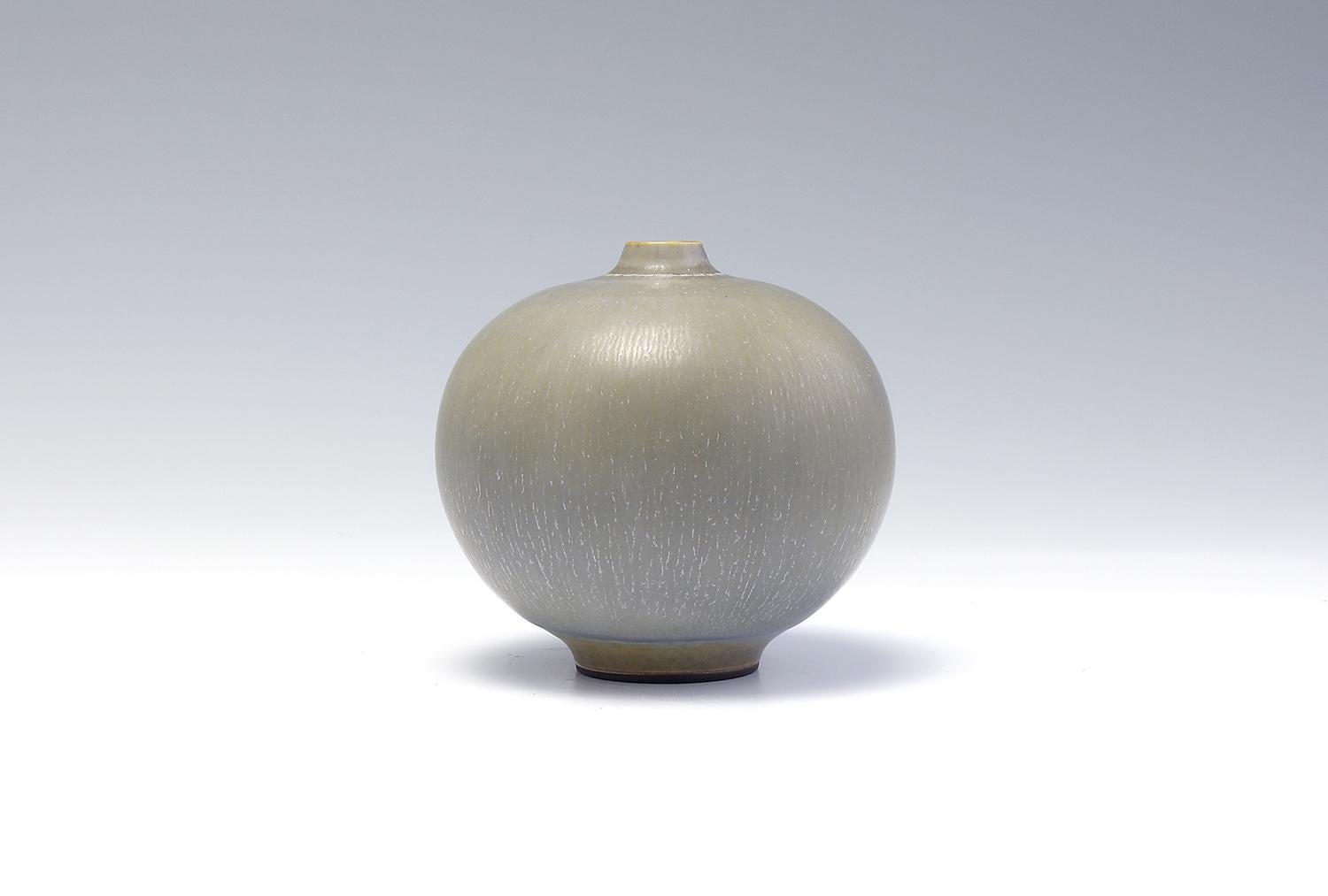 Glazed Berndt Friberg, Stoneware Small Vase, Gustavsberg, Sweden, 1956