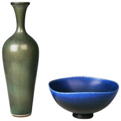 Berndt Friberg, Stoneware Vase and Bowl, Gustavsberg, Sweden, 1960s