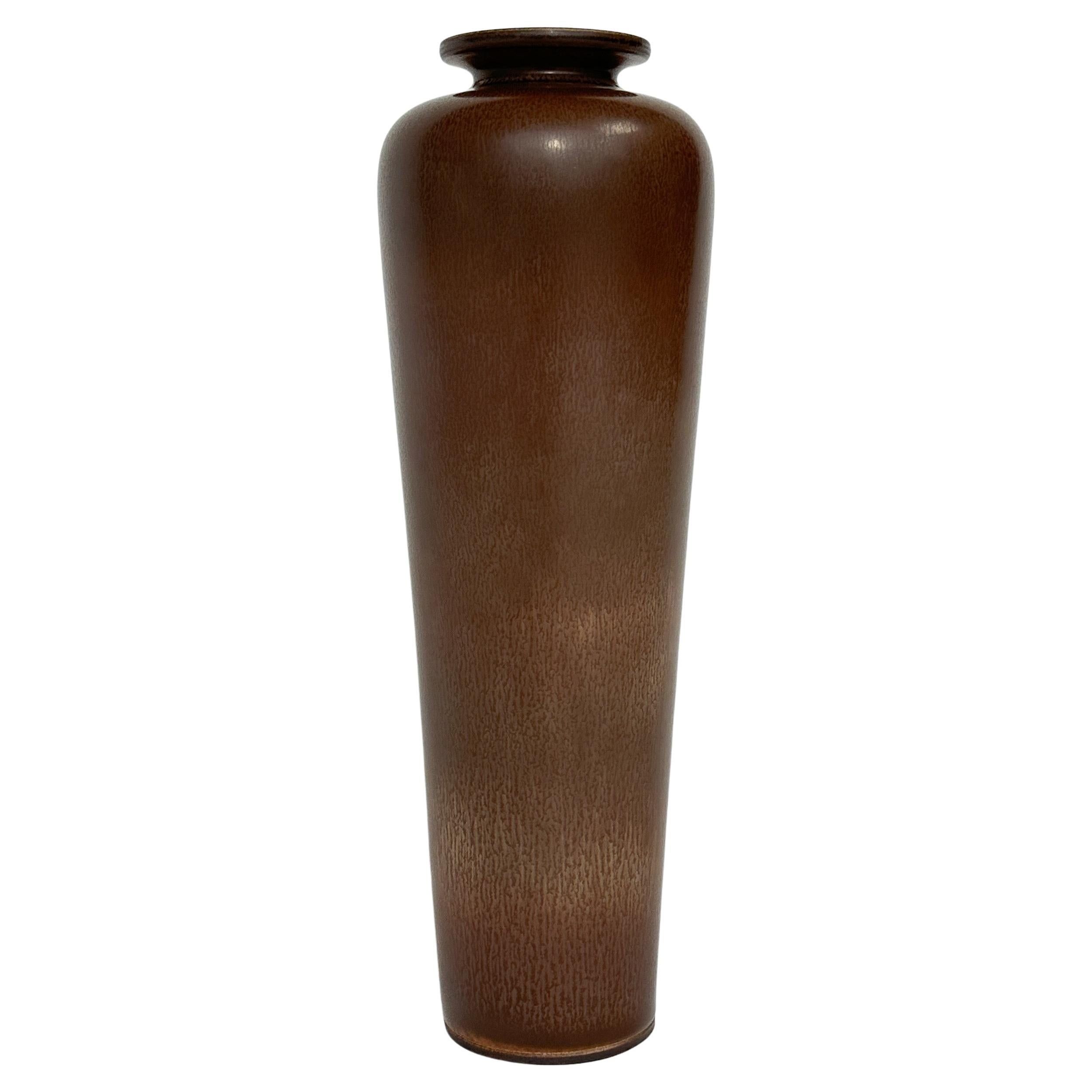 Berndt Friberg Vase en grès émaillé fourrure de li�èvre Gustavsberg Suède 1956 en vente