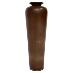 Berndt Friberg Vase en grès émaillé fourrure de lièvre Gustavsberg Suède 1956