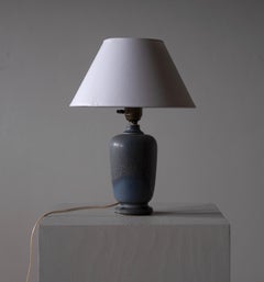Berndt Friberg, Table Lamp, Blue Glazed Stoneware, Gustavsberg, Sweden, 1960s