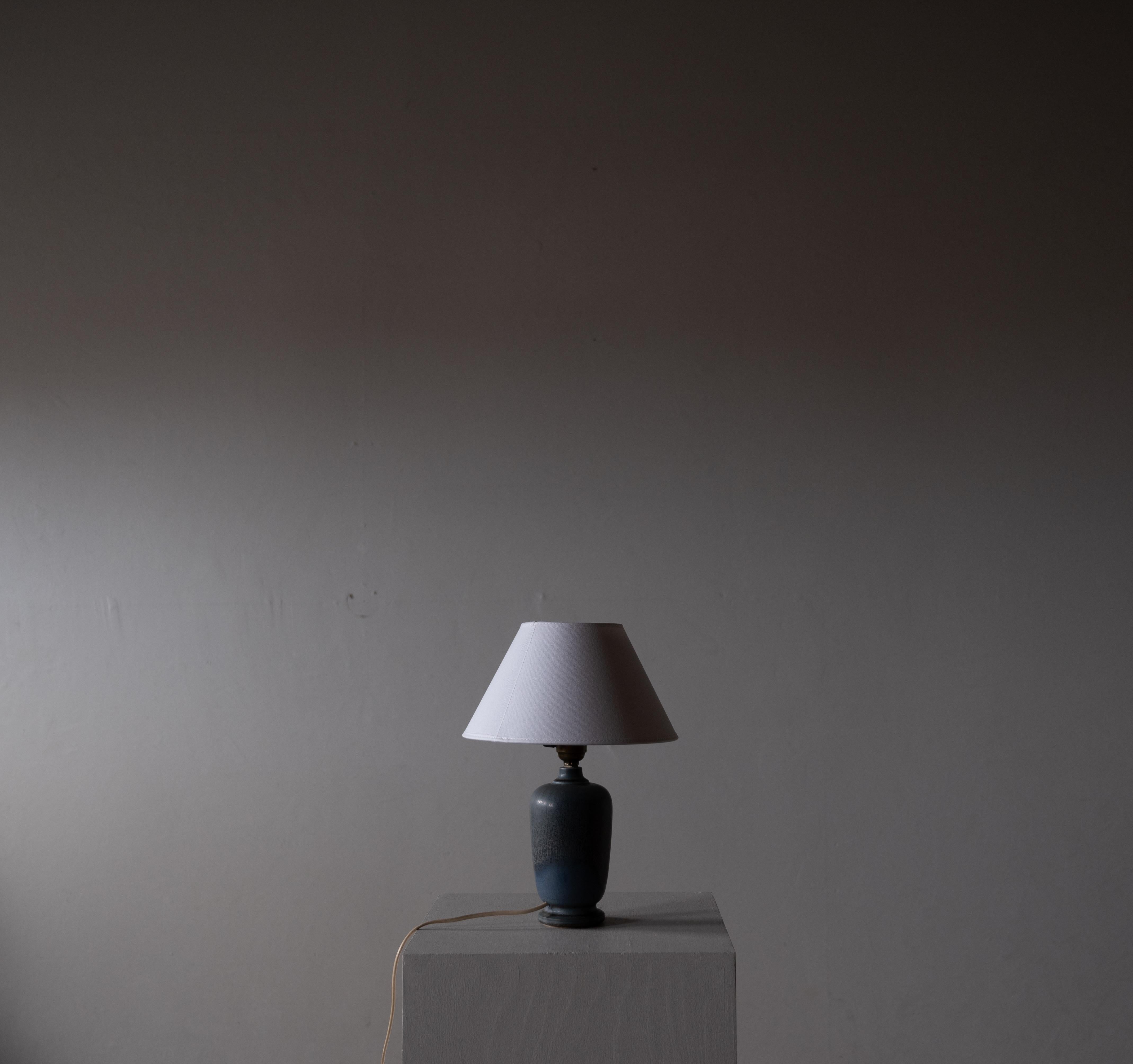 Mid-20th Century Berndt Friberg, Table Lamp, Blue Glazed Stoneware, Gustavsberg, Sweden, 1960s