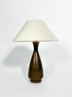 Berndt Friberg Table Lamp Gustavsberg Sweden Stoneware Brown Ceramic 1970s