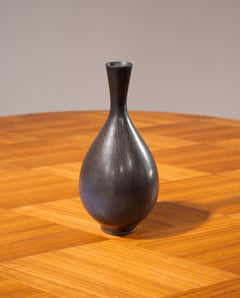 Berndt Friberg Ceramic Vase, Dark Blue, Hand-Crafted, Sweden, 1950s