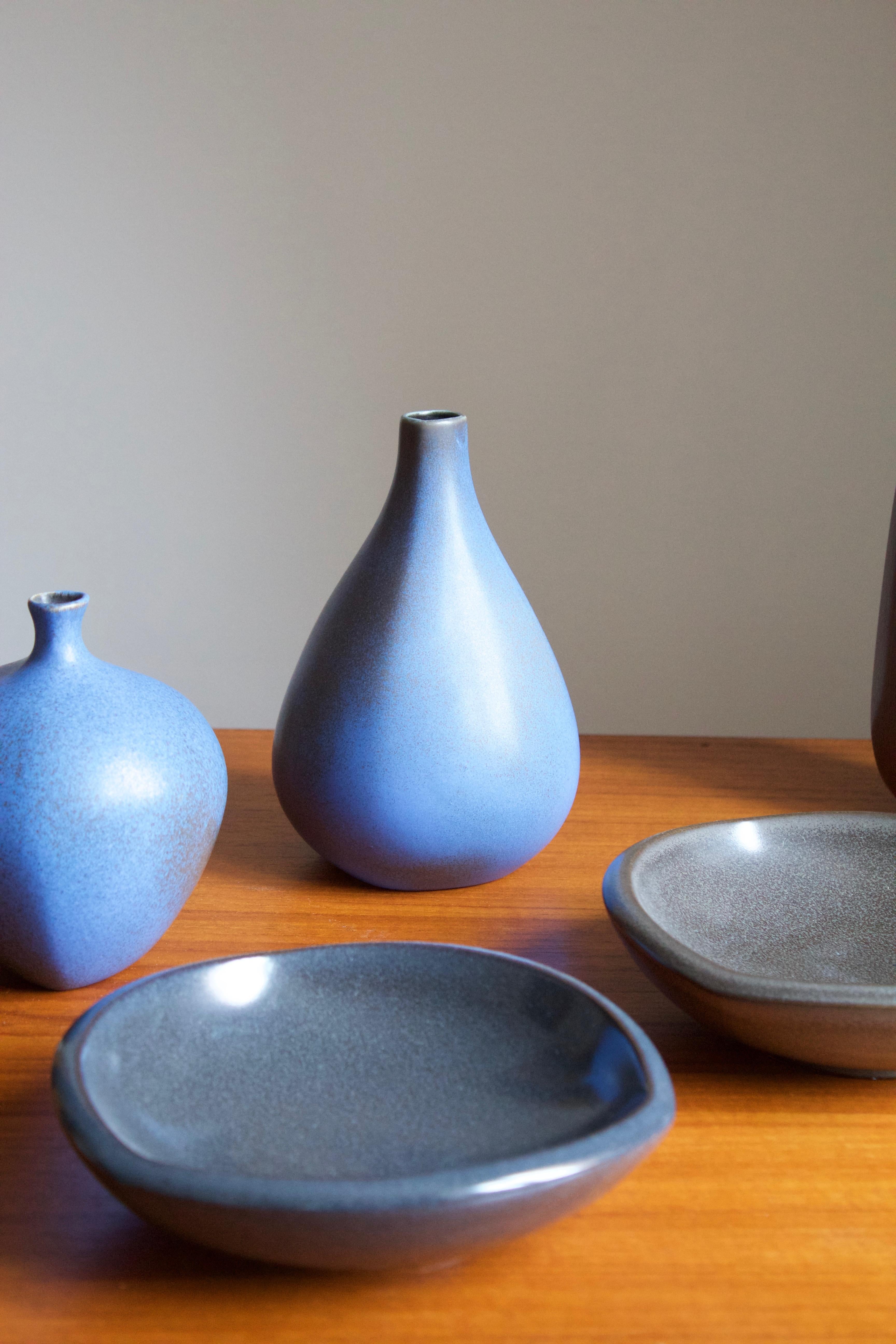 Mid-Century Modern Berndt Friberg Vases and Bowls, Glazed Stoneware, Gustavsberg, 1960s