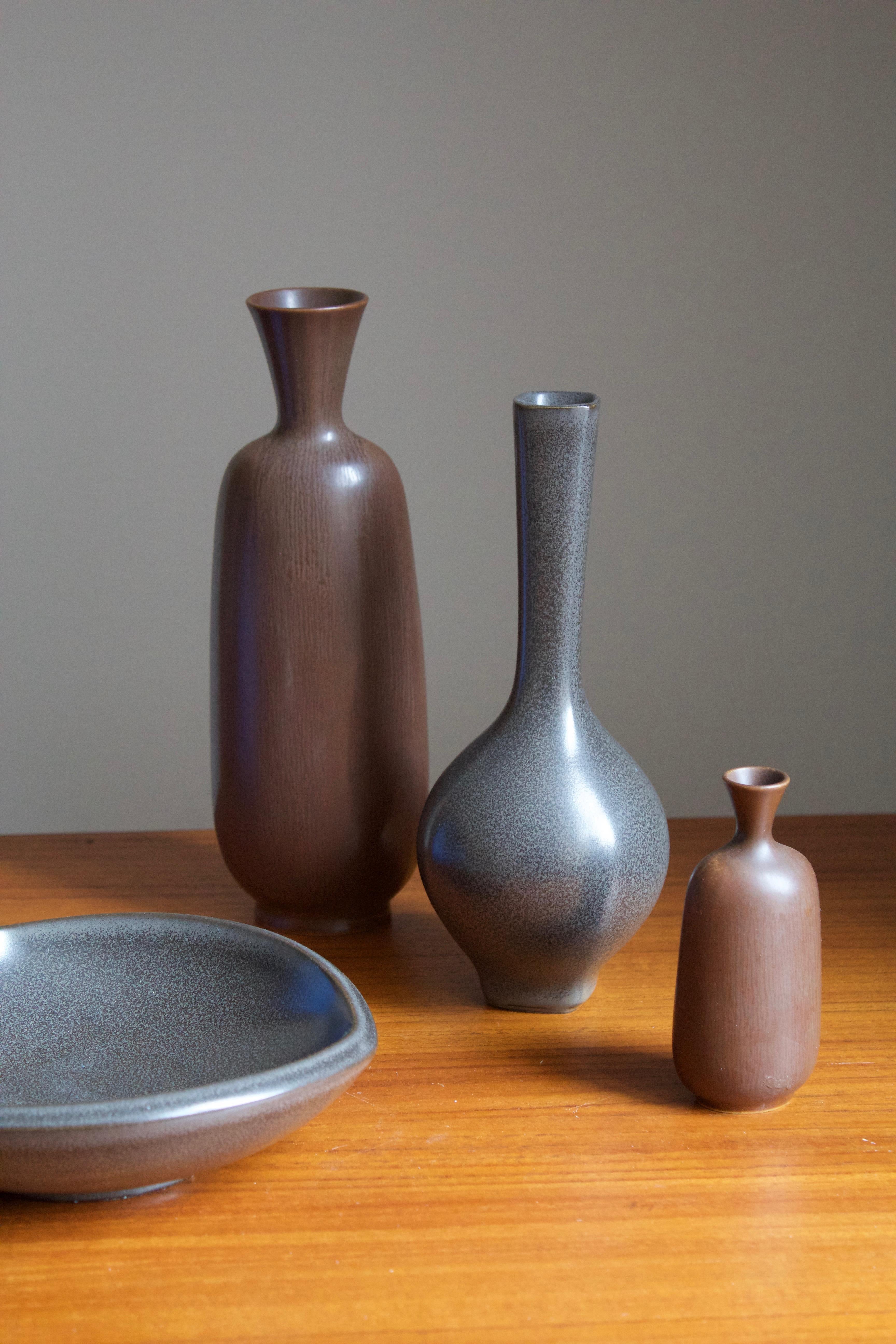 Swedish Berndt Friberg Vases and Bowls, Glazed Stoneware, Gustavsberg, 1960s