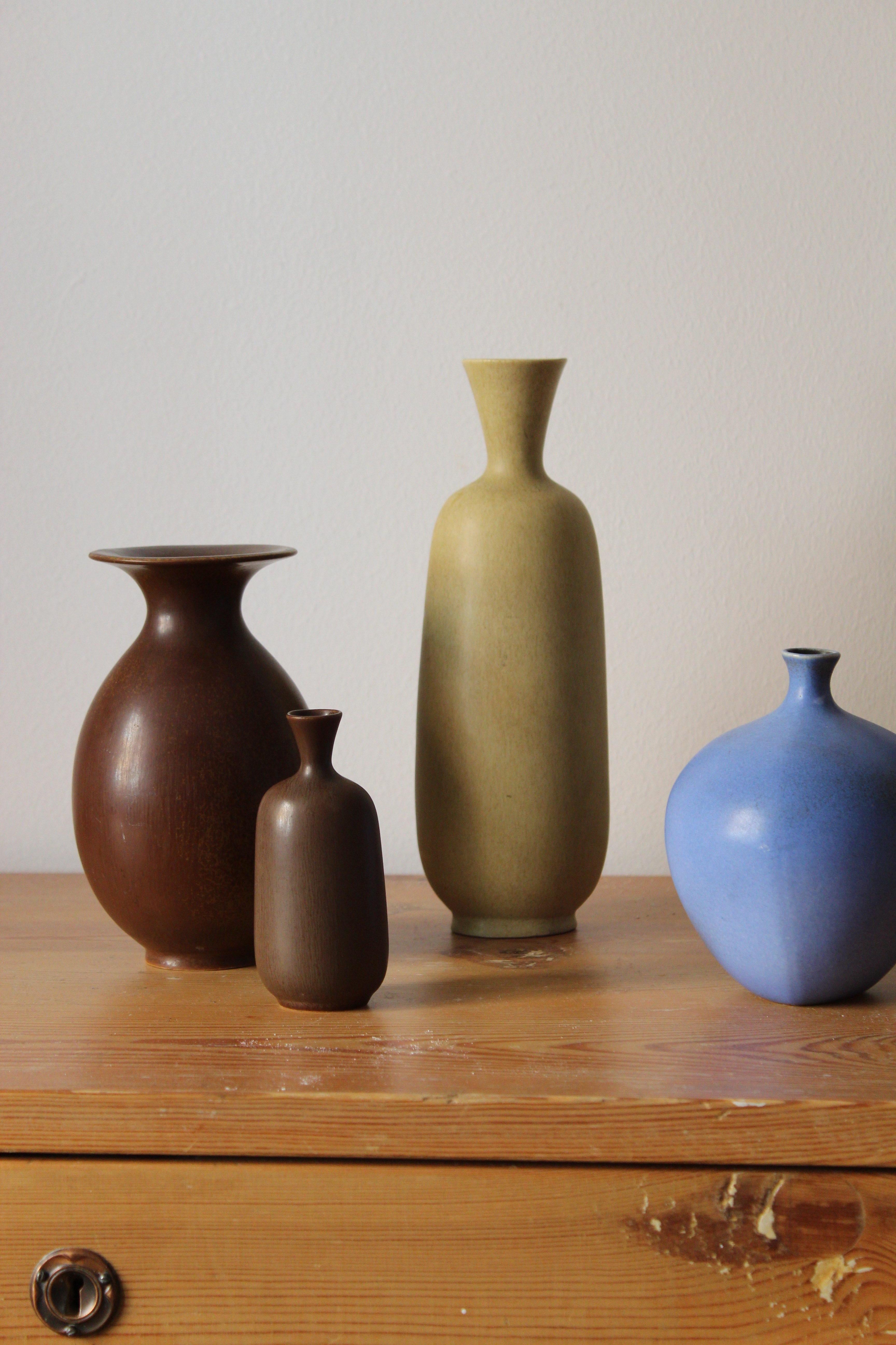 Swedish Berndt Friberg, Vases, Glazed Stoneware, Gustavsberg, 1960s