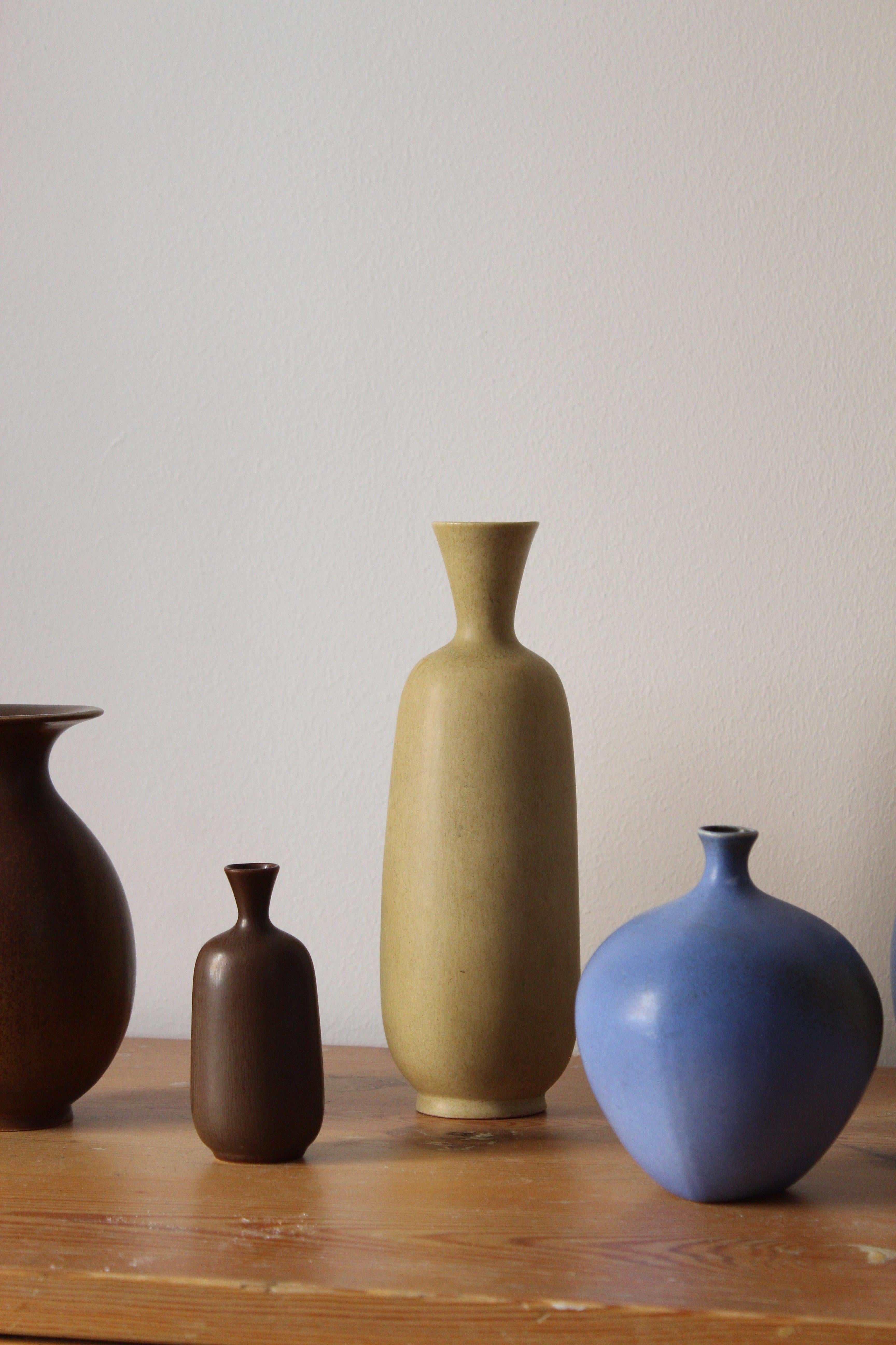 Berndt Friberg, Vases, Glazed Stoneware, Gustavsberg, 1960s In Good Condition In High Point, NC