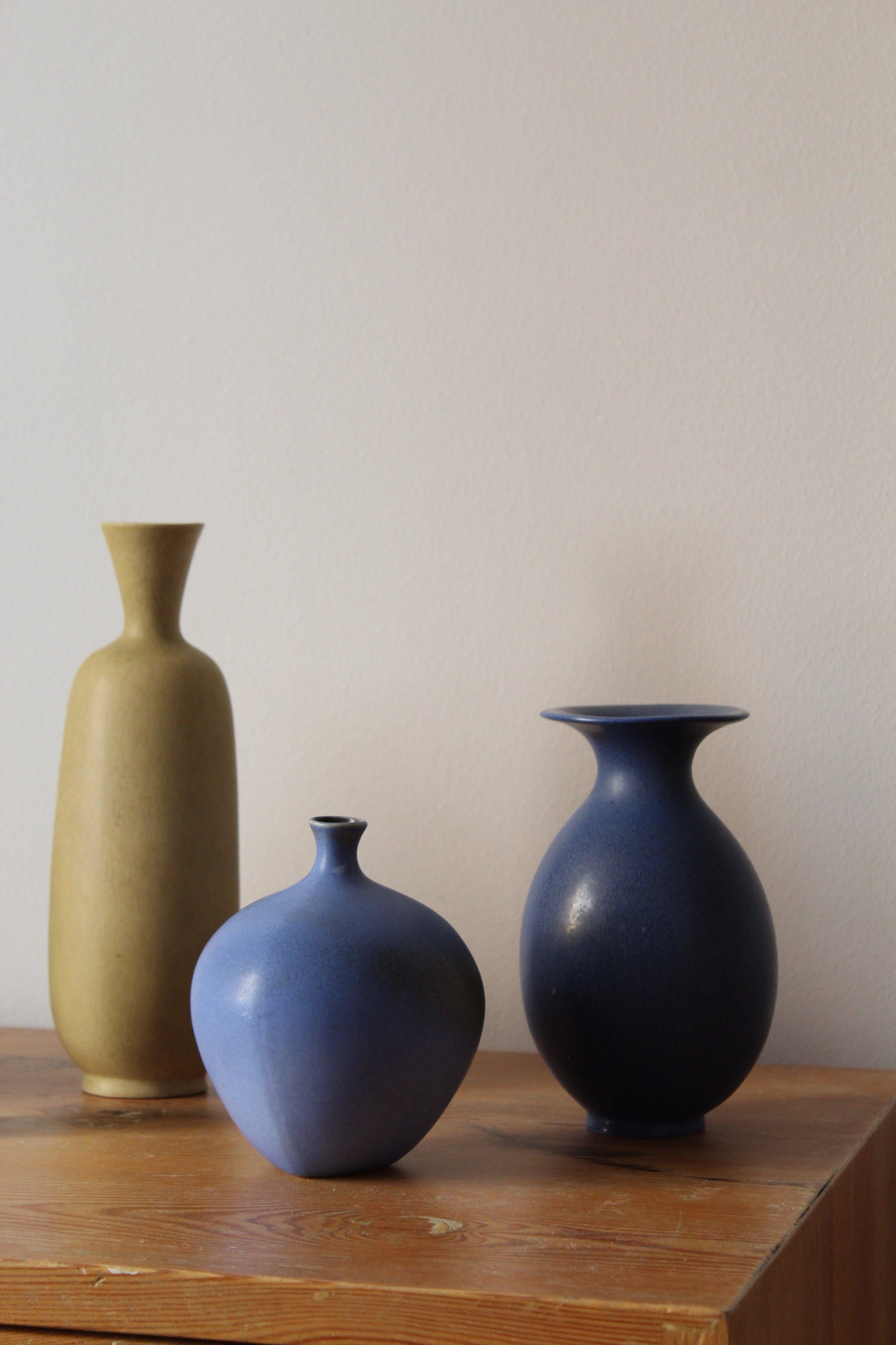 Mid-20th Century Berndt Friberg, Vases, Glazed Stoneware, Gustavsberg, 1960s