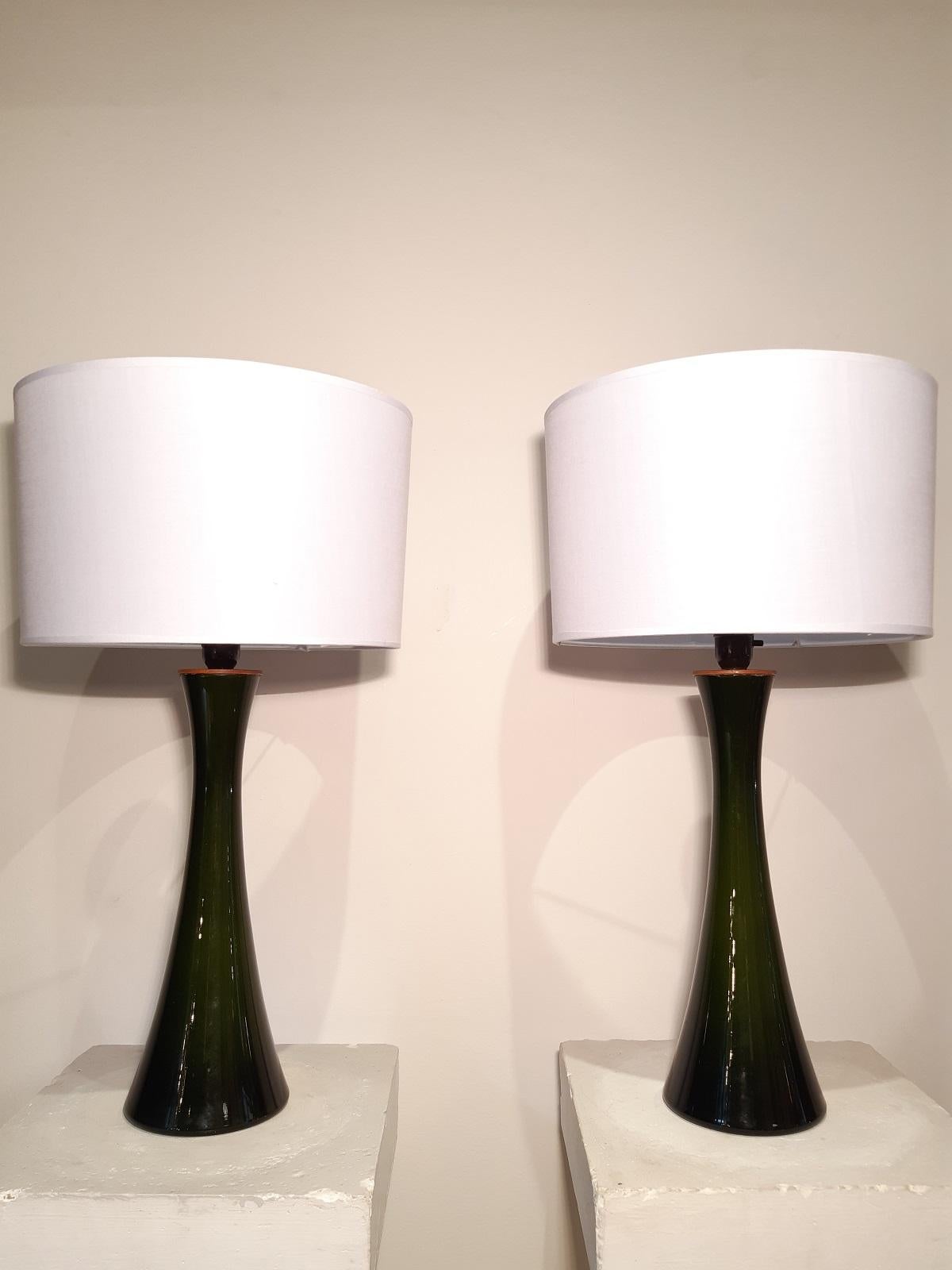 Swedish Berndt Nordstedt, Pair of Glass Lamp, Bergboms, 1970 Midcentury