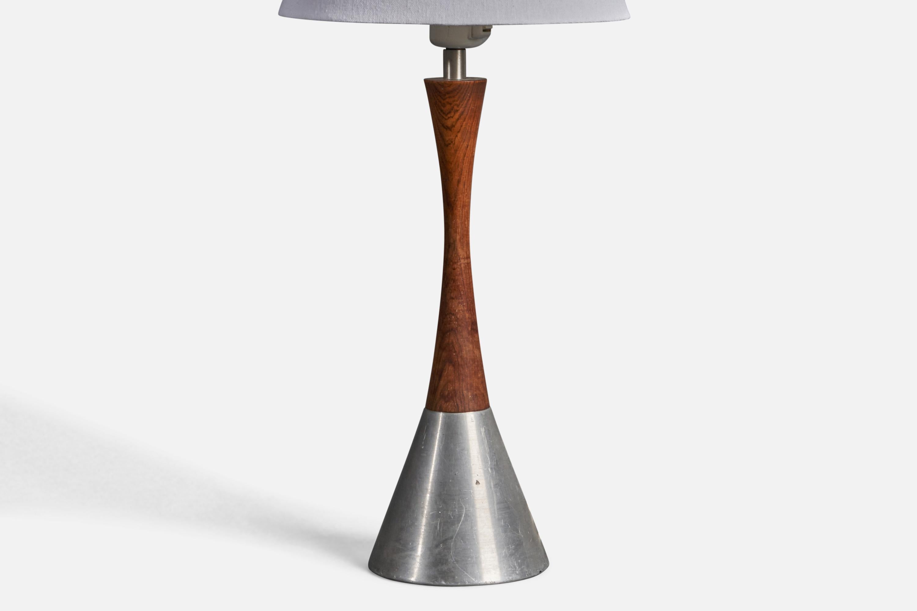 Mid-Century Modern Berndt Nordstedt, Table Lamps, Steel, Rosewood, Bergbombs, Sweden, 1970s For Sale