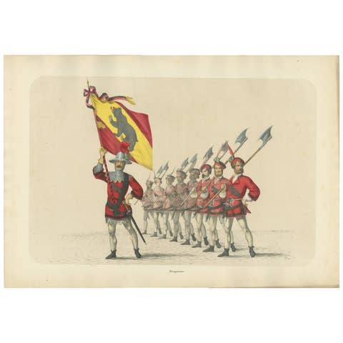 Bernese Banner Carrier Leading Halberdiers in Swiss Confederation Pageantry 1855