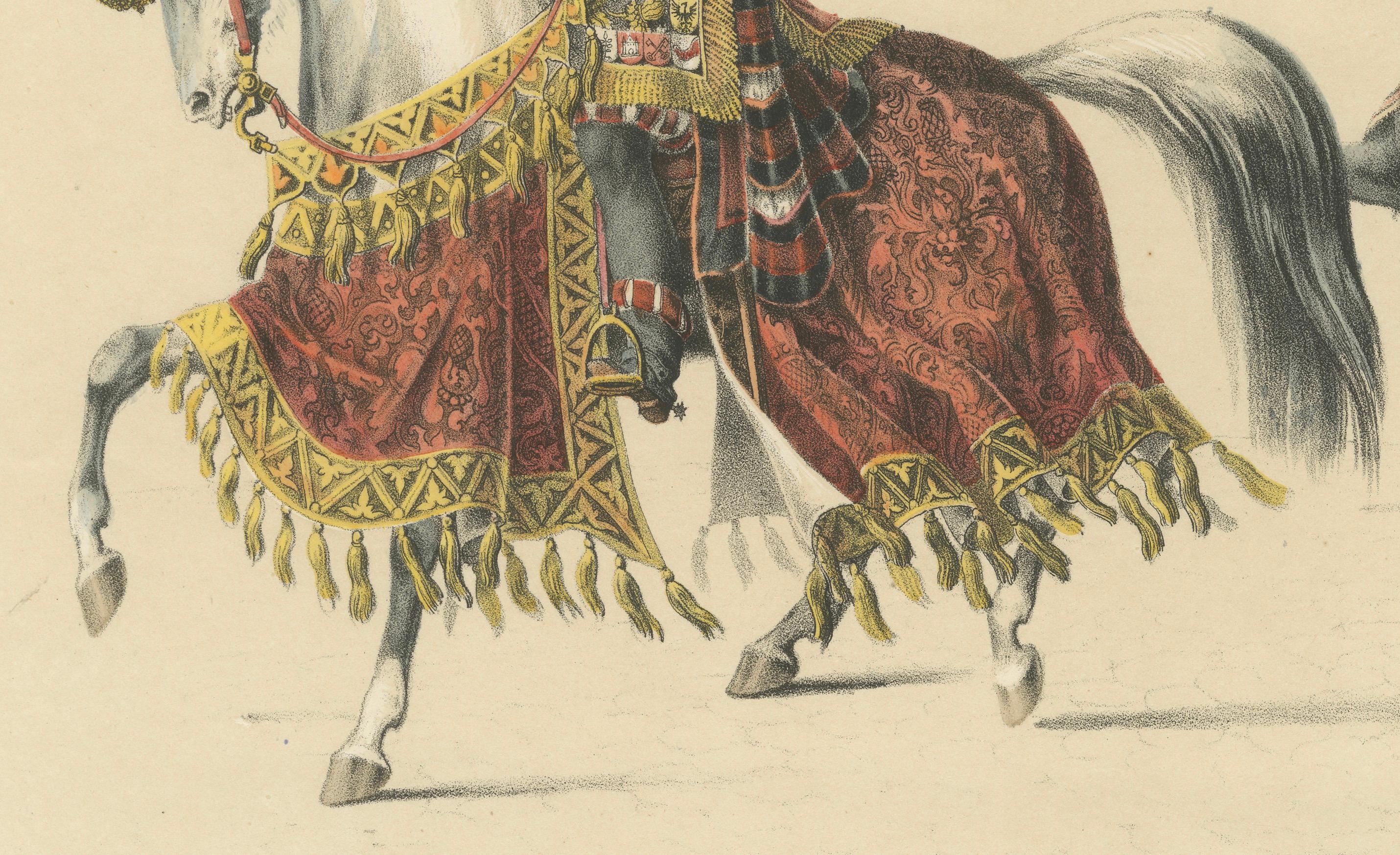 Titre :  Le Stadthauptmann bernois et sa suite - Une grande cavalcade du festival de 1853  

Description :  Cette exquise lithographie coloriée à la main fait partie de l'