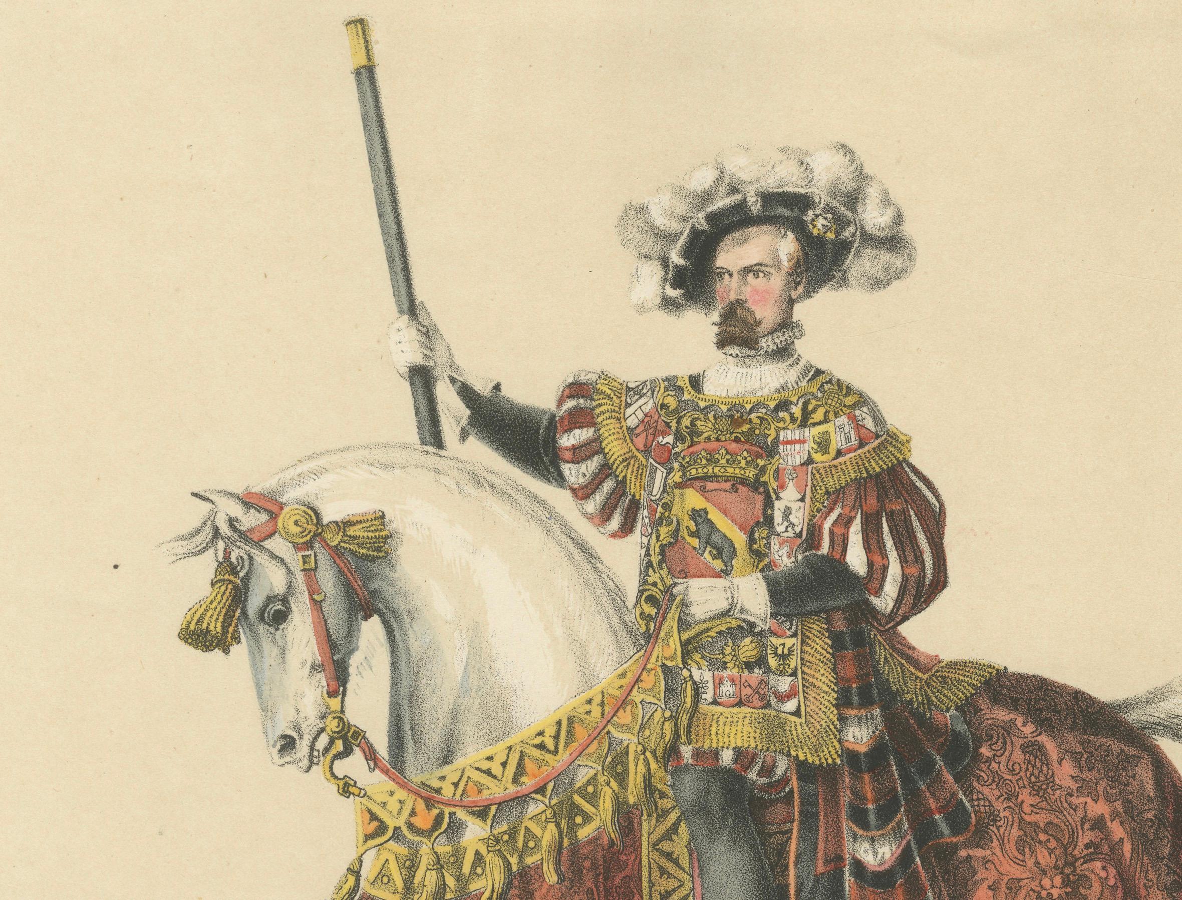 Le Stadthauptmann bernois et son cortège - La Grande Cavalcade, une fête suisse de 1853 Bon état - En vente à Langweer, NL