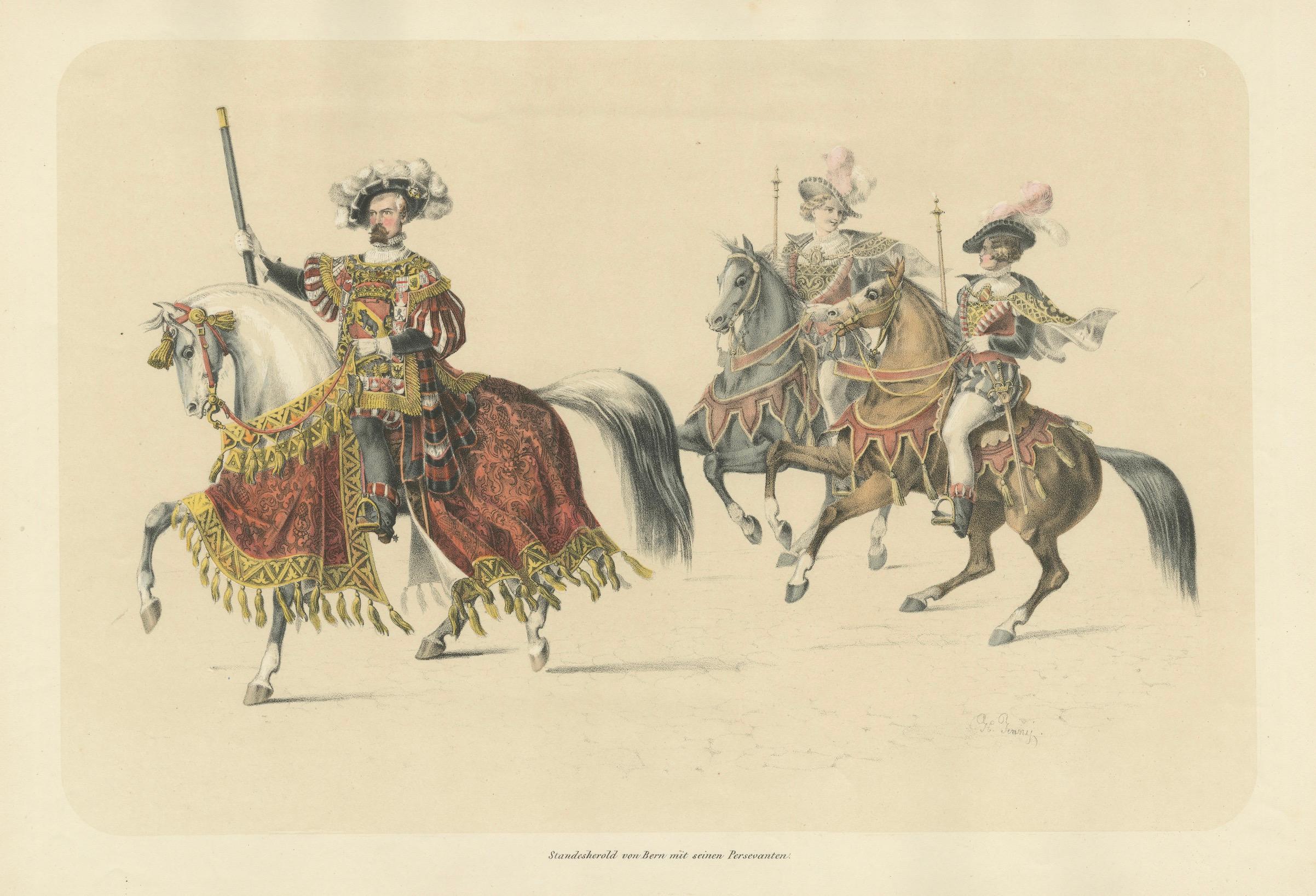 Le Stadthauptmann bernois et son cortège - La Grande Cavalcade, une fête suisse de 1853 en vente 1