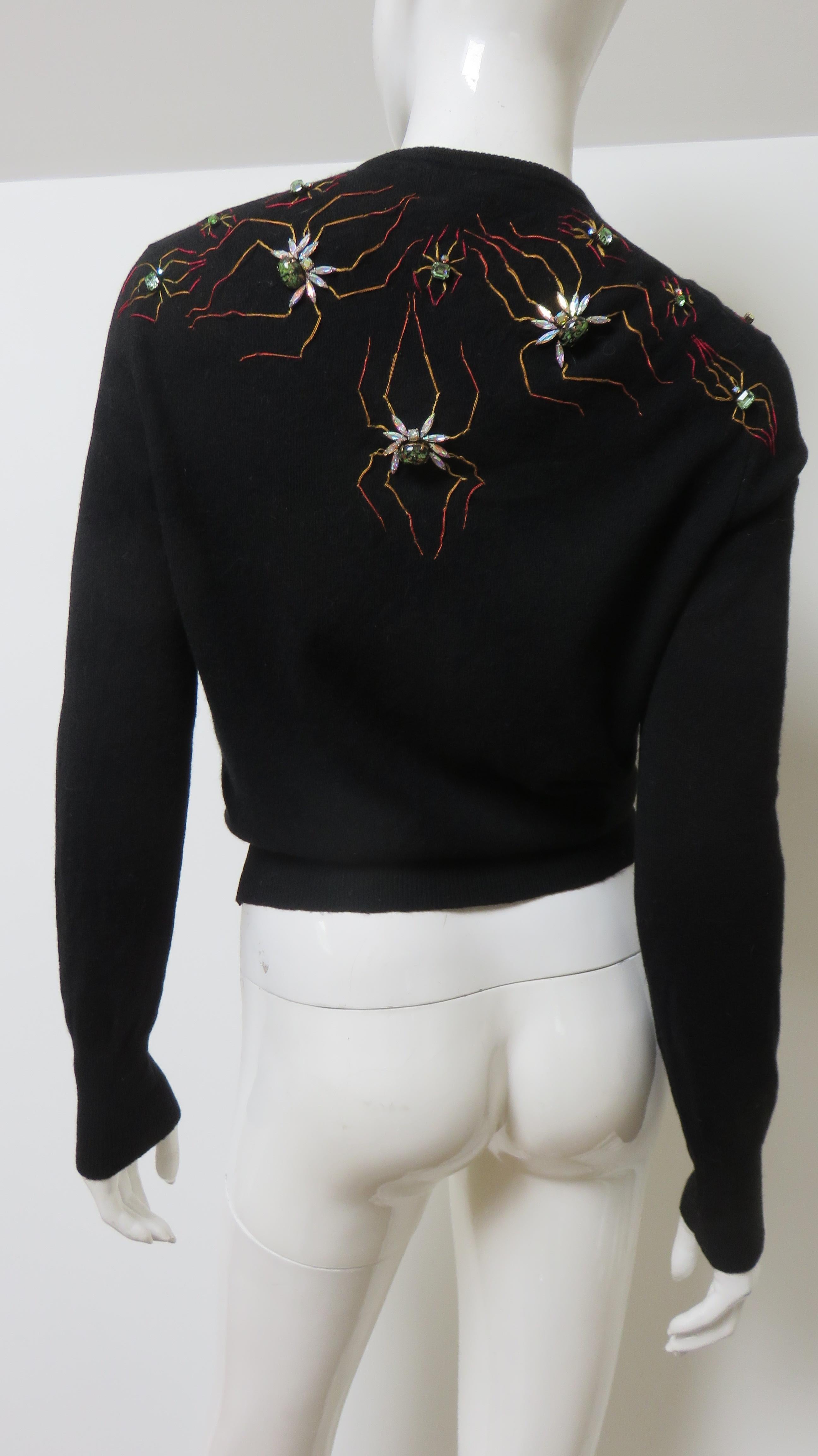 Bernhard Altmann 1950s Bejeweled Spiders Cashmere Sweater For Sale 6