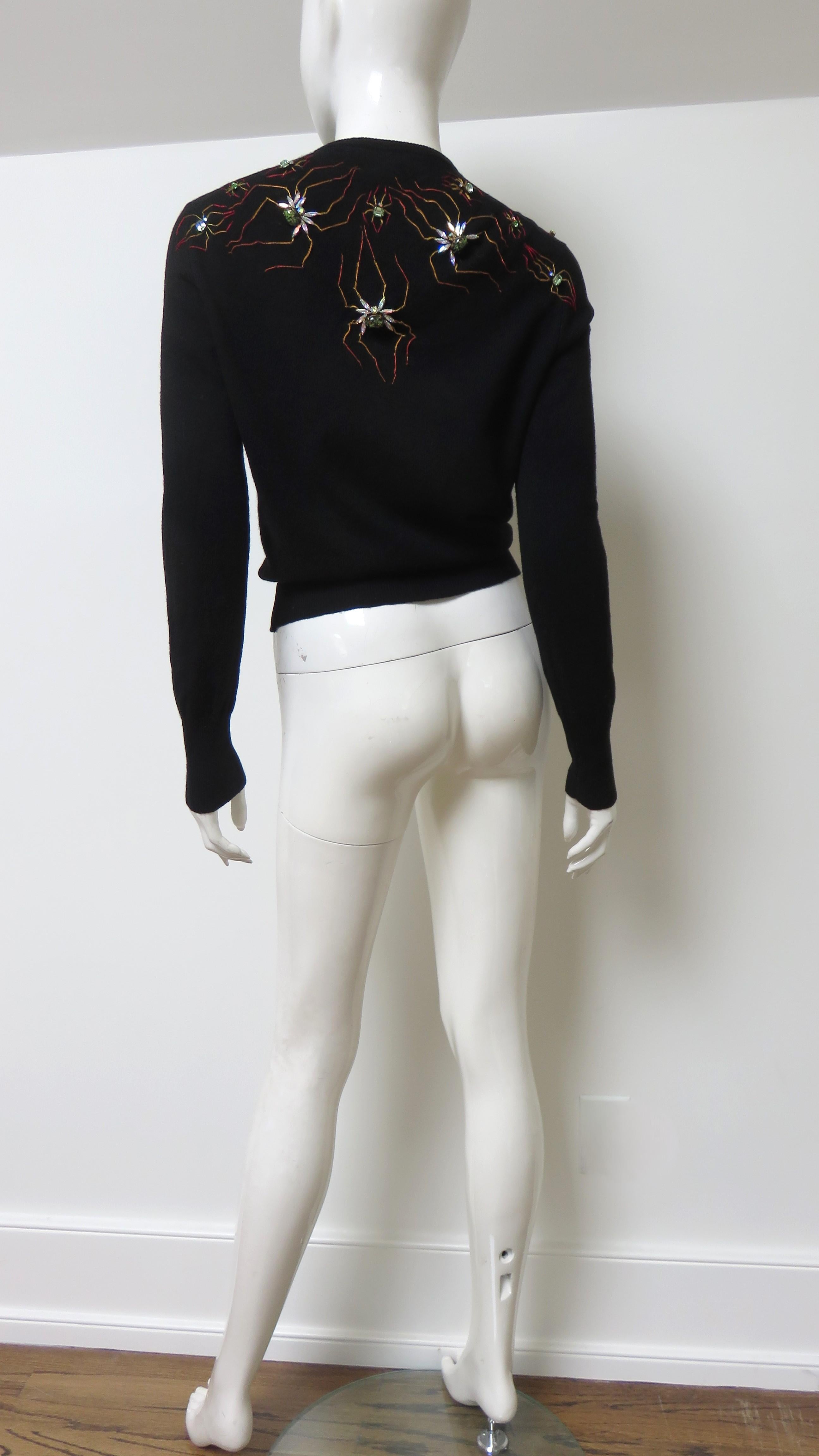Bernhard Altmann 1950s Bejeweled Spiders Cashmere Sweater For Sale 7