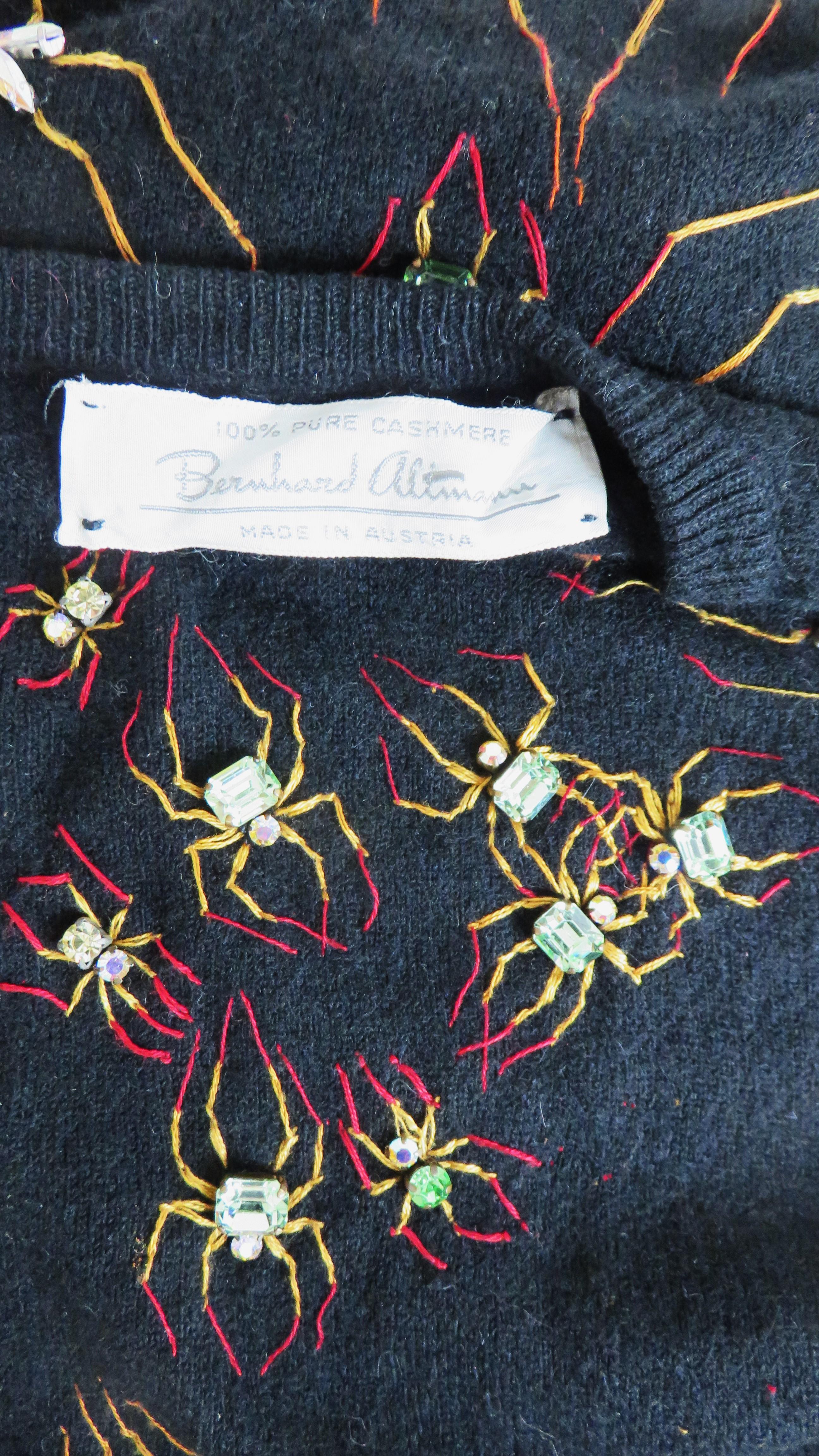 Bernhard Altmann 1950s Bejeweled Spiders Cashmere Sweater For Sale 8