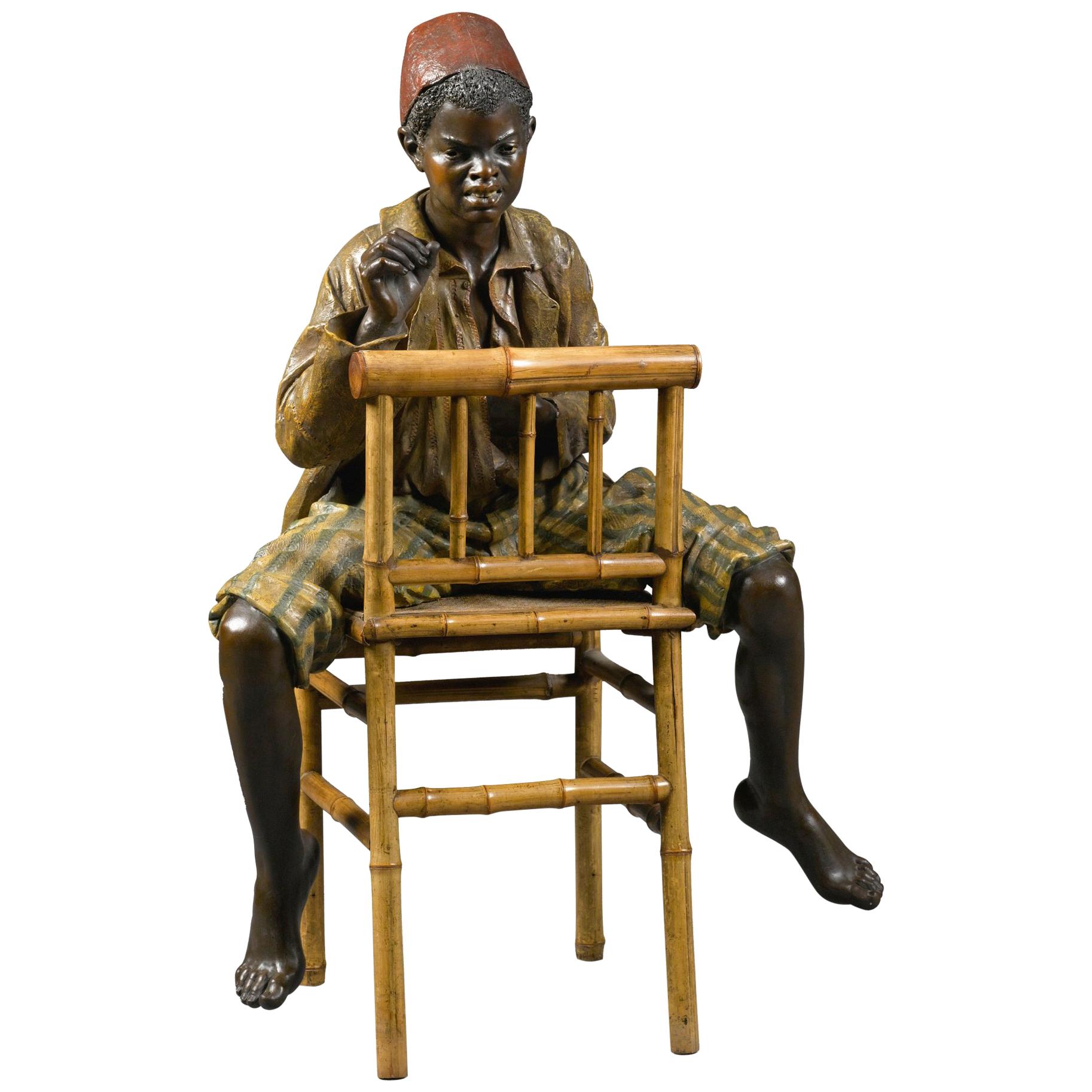 Bernhard Bloch, Life-Size Terracotta of a Boy from North Africa For Sale