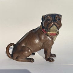 Bernhard Bloch GlazedTerracotta Pug Dog Humidor, Bohemia Circa 1860