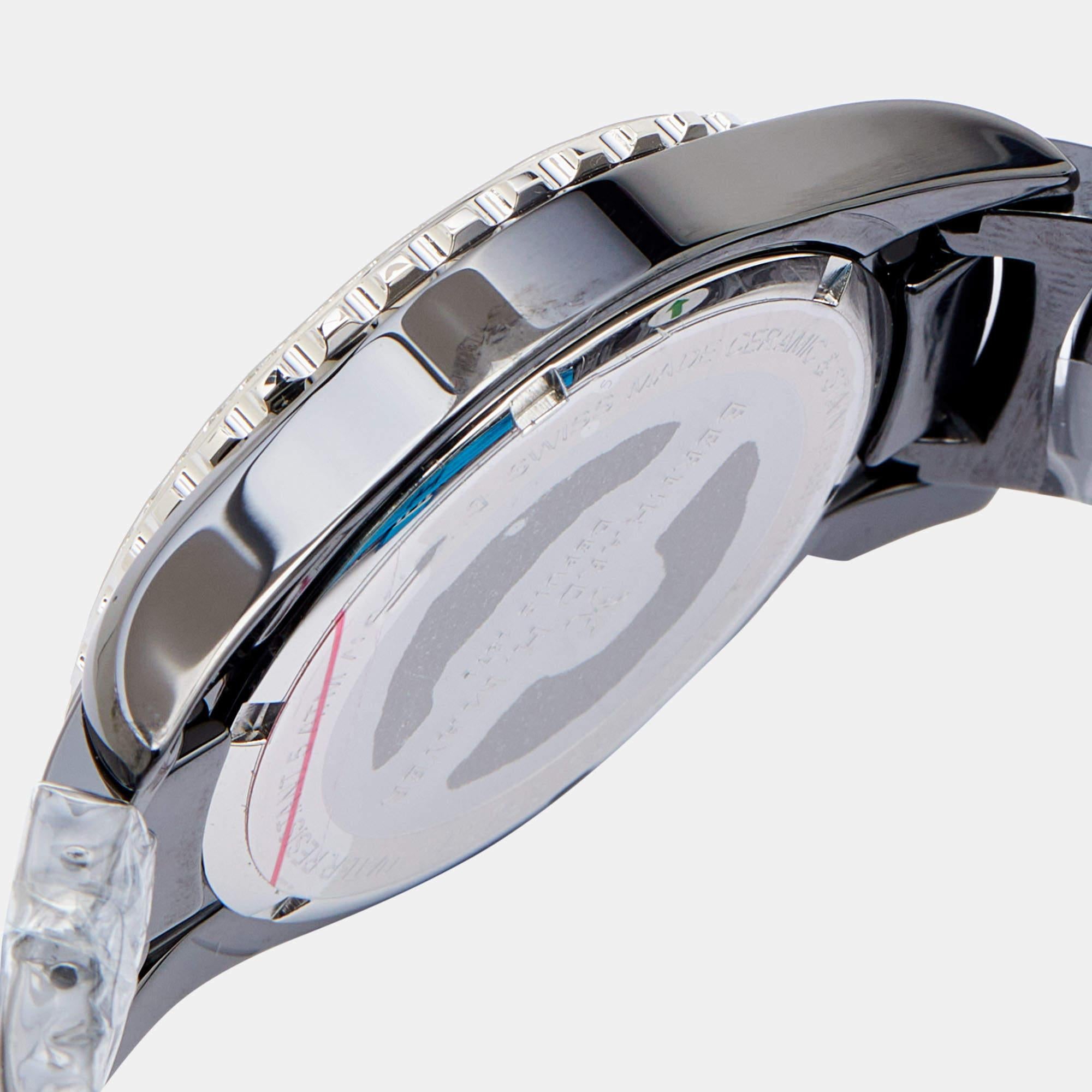 Bernhard H. Mayer Schwarze Perlmutt-Armbanduhr aus Keramik für Damen 38 mm (Ungeschliffen)