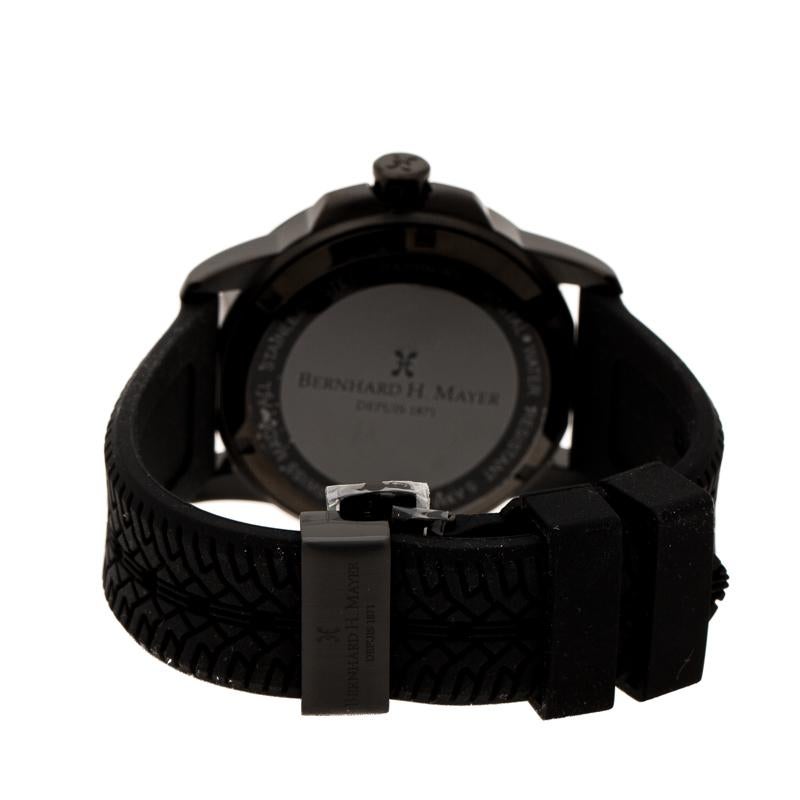 Contemporary Bernhard H. Mayer Black PVD Coatedl Drift Glider Men's Wristwatch 44 mm
