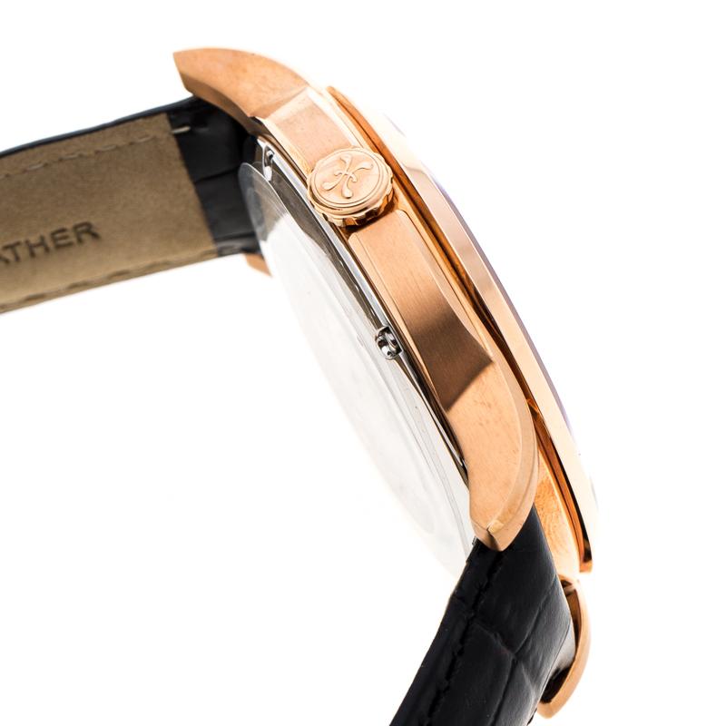 Bernhard H Mayer Black Rose Gold PVD Plated Stainless Steel Wristwatch 42MM 1