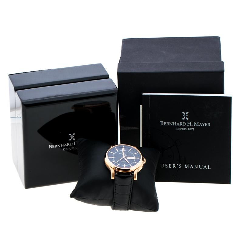 Bernhard H Mayer Black Rose Gold PVD Plated Stainless Steel Wristwatch 42MM 3