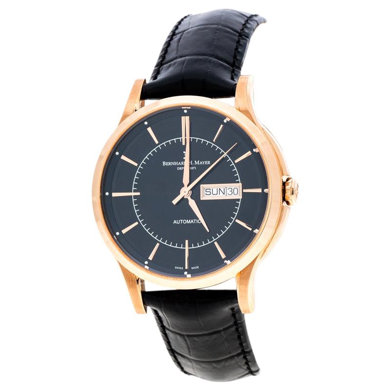 Bernhard H Mayer Black Rose Gold PVD Plated Stainless Steel Wristwatch 42MM