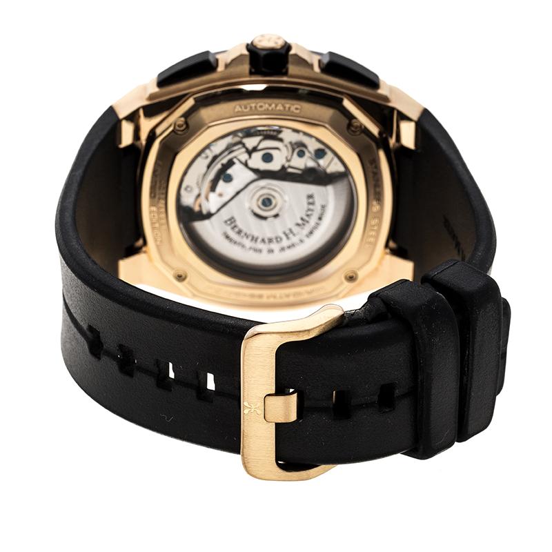 Bernhard H. Mayer Black Rose Gold Tone Exemplar Men's Wristwatch 46 mm Herren