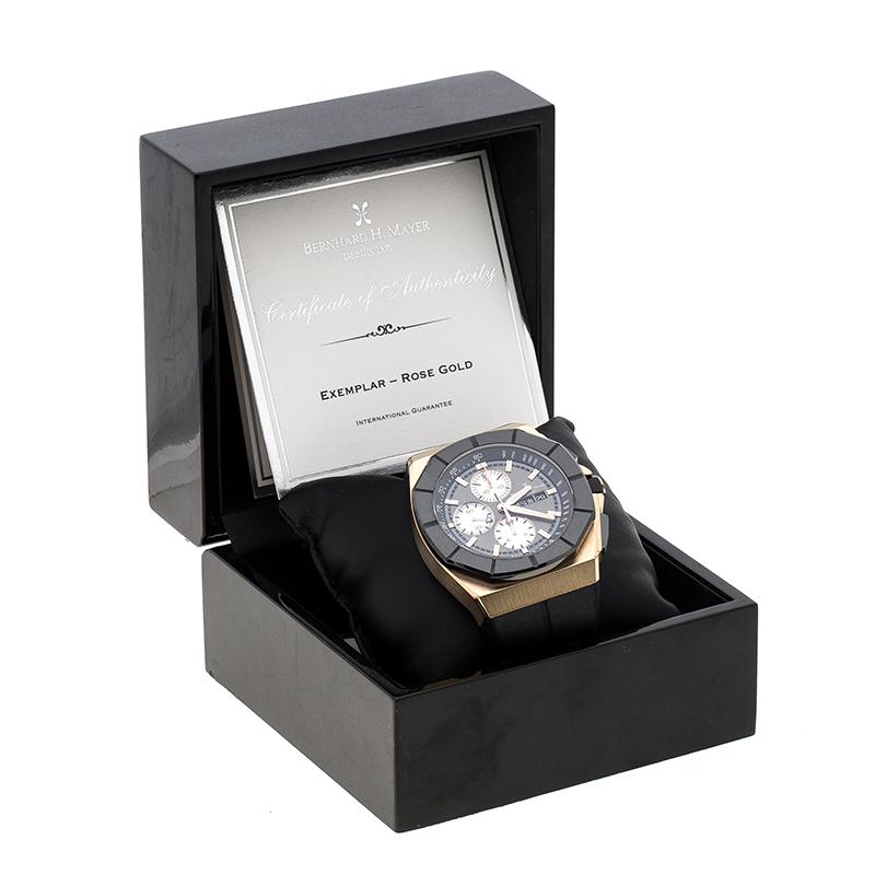 Contemporary Bernhard H. Mayer Black Rose Gold Tone Exemplar Men's Wristwatch 46 mm