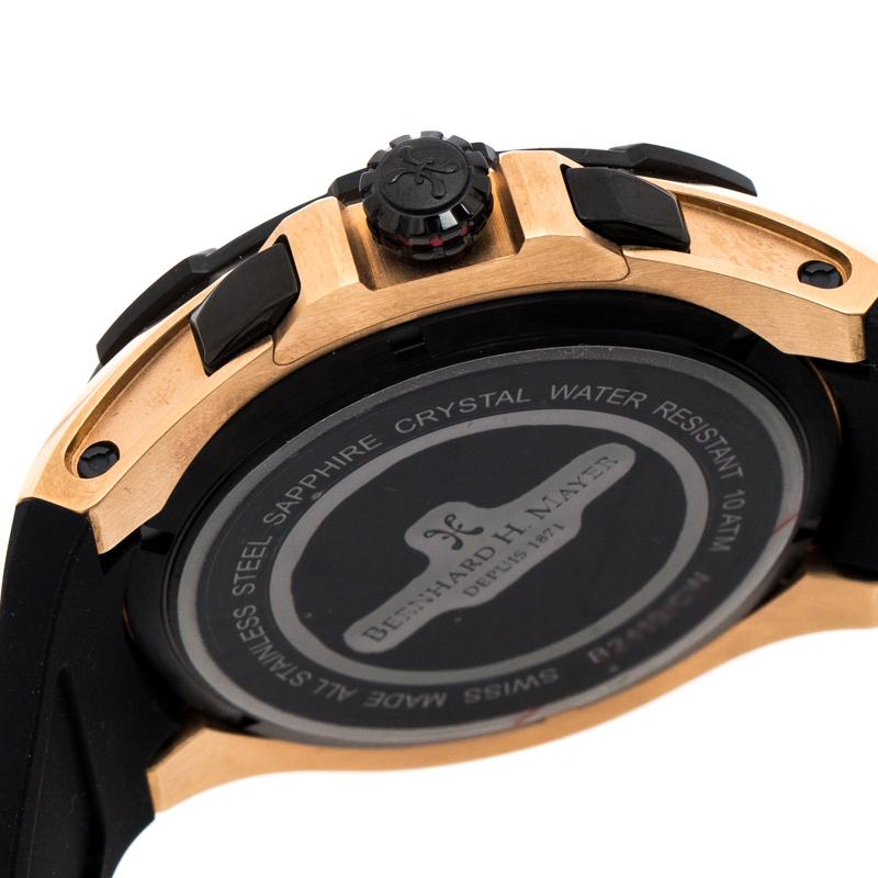 Contemporary Bernhard H. Mayer Black Rose Gold Victor Chronograph Men's Wristwatch 50 mm