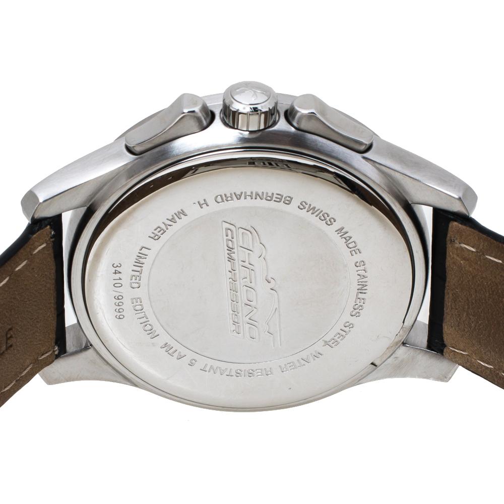 Bernhard H. Mayer Schwarz Edelstahl Chrono Limited Edition Armbanduhr 40 mm 1