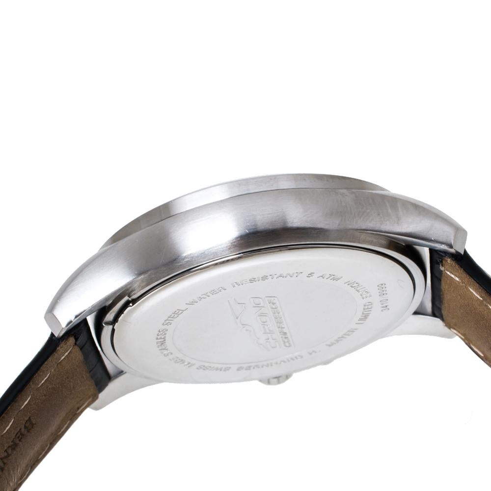Bernhard H. Mayer Black Stainless Steel Chrono Limitted Edition Wristwatch 40 mm In Good Condition In Dubai, Al Qouz 2