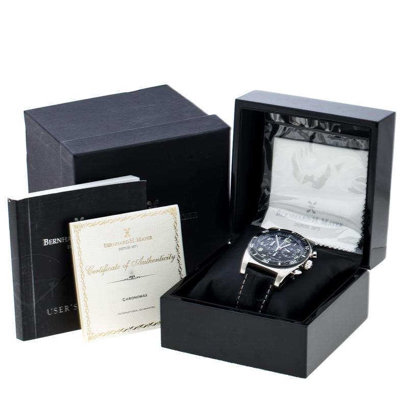 Bernhard H. Mayer Black Stainless Steel Chronomax Men's Wristwatch 41 mm 1