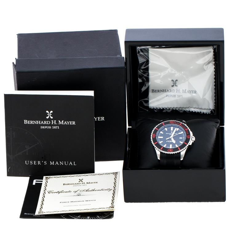 Bernhard H Mayer Montre-bracelet « Force Maximus » en acier inoxydable noir pour hommes 43MM 3