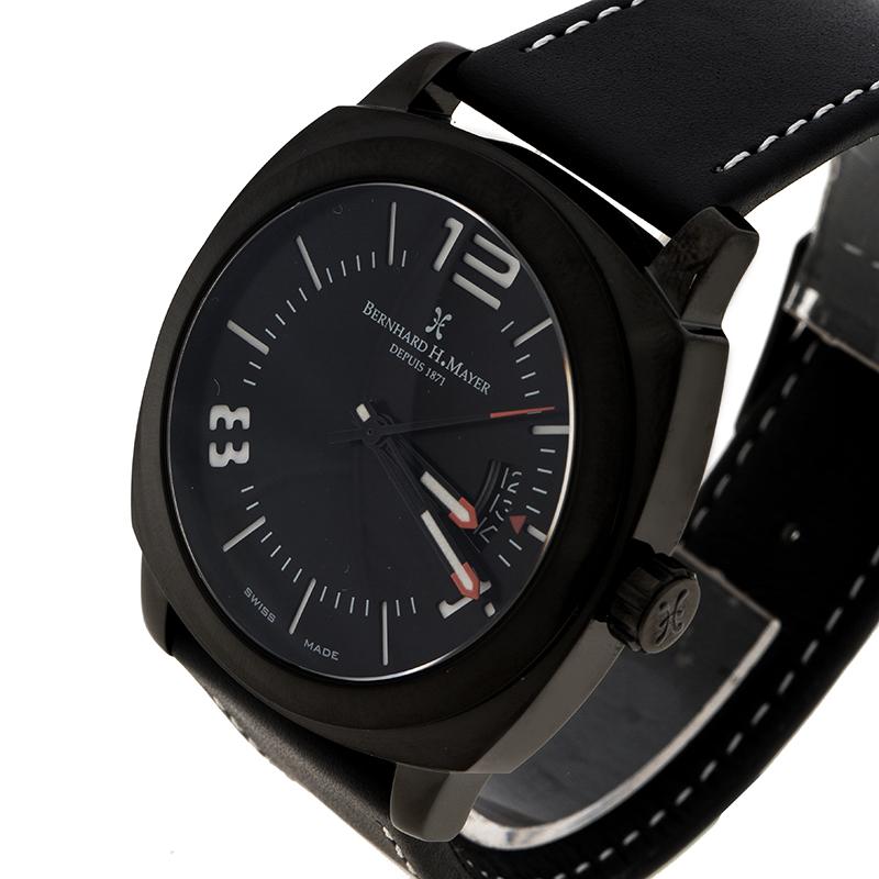 Bernhard H Mayer Black Stainless Steel IL Nero Men's Wristwatch 44 mm In New Condition In Dubai, Al Qouz 2