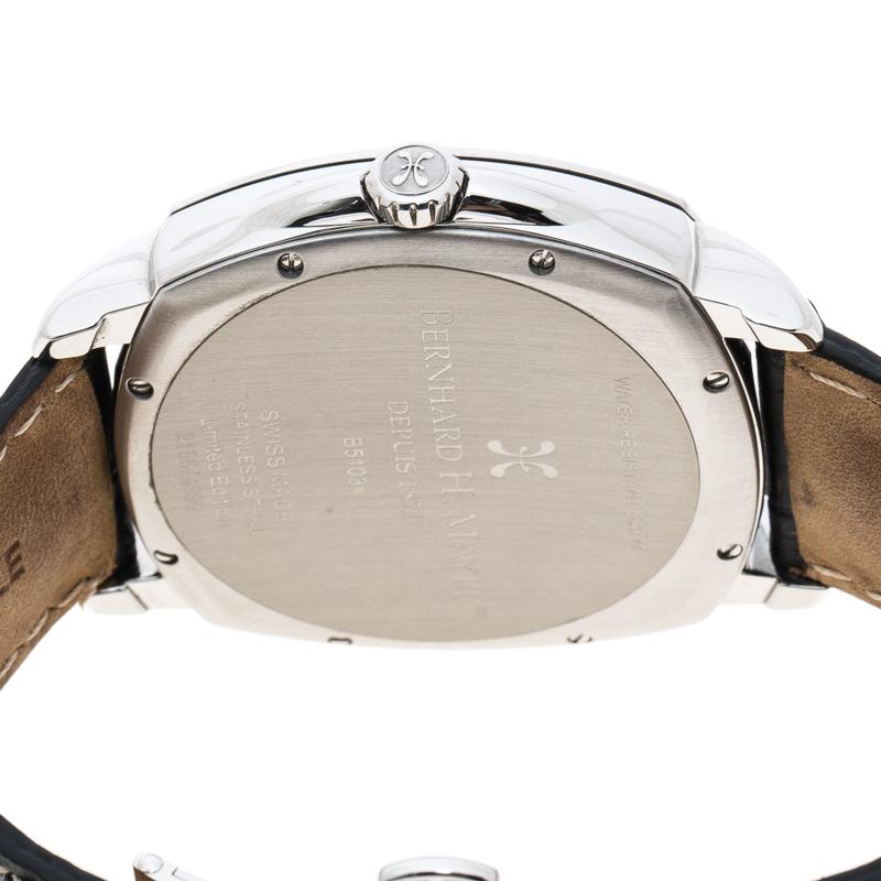 Contemporain Bernhard H Mayer Montre-bracelet La Retrograde II en acier inoxydable noir pour hommes, 42 mm