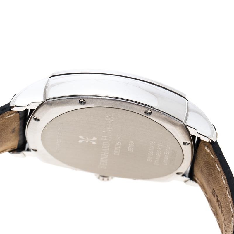  Bernhard H Mayer Montre-bracelet La Retrograde II en acier inoxydable noir pour hommes, 42 mm Pour hommes 