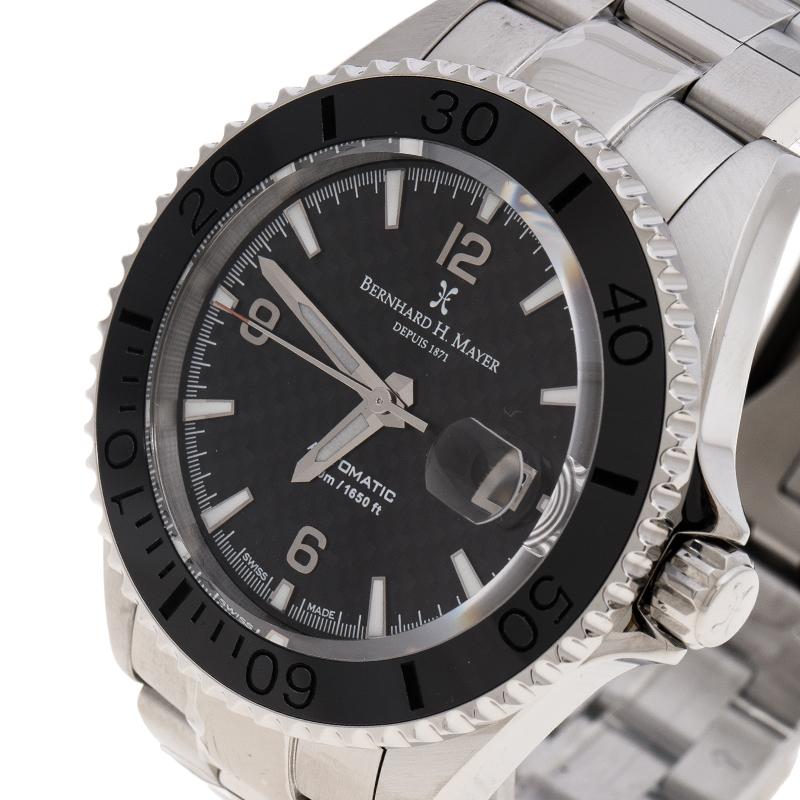 Contemporary Bernhard H. Mayer Black Stainless Steel Limited Edition Men's Wristwatch 45 mm