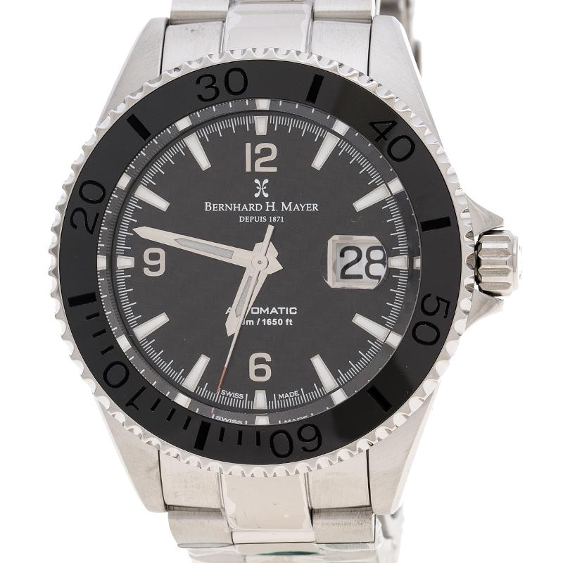 Bernhard H. Mayer Black Stainless Steel Limited Edition Men's Wristwatch 45 mm In New Condition In Dubai, Al Qouz 2