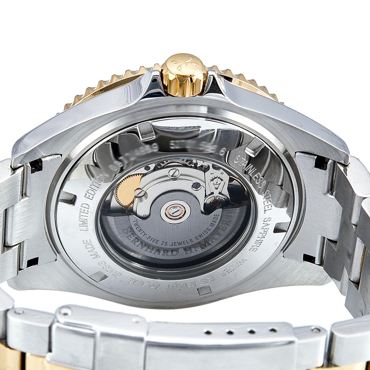 Contemporary Bernhard H Mayer Black Stainless Steel Nauticus Royale II Men's Wristwatch 45 mm