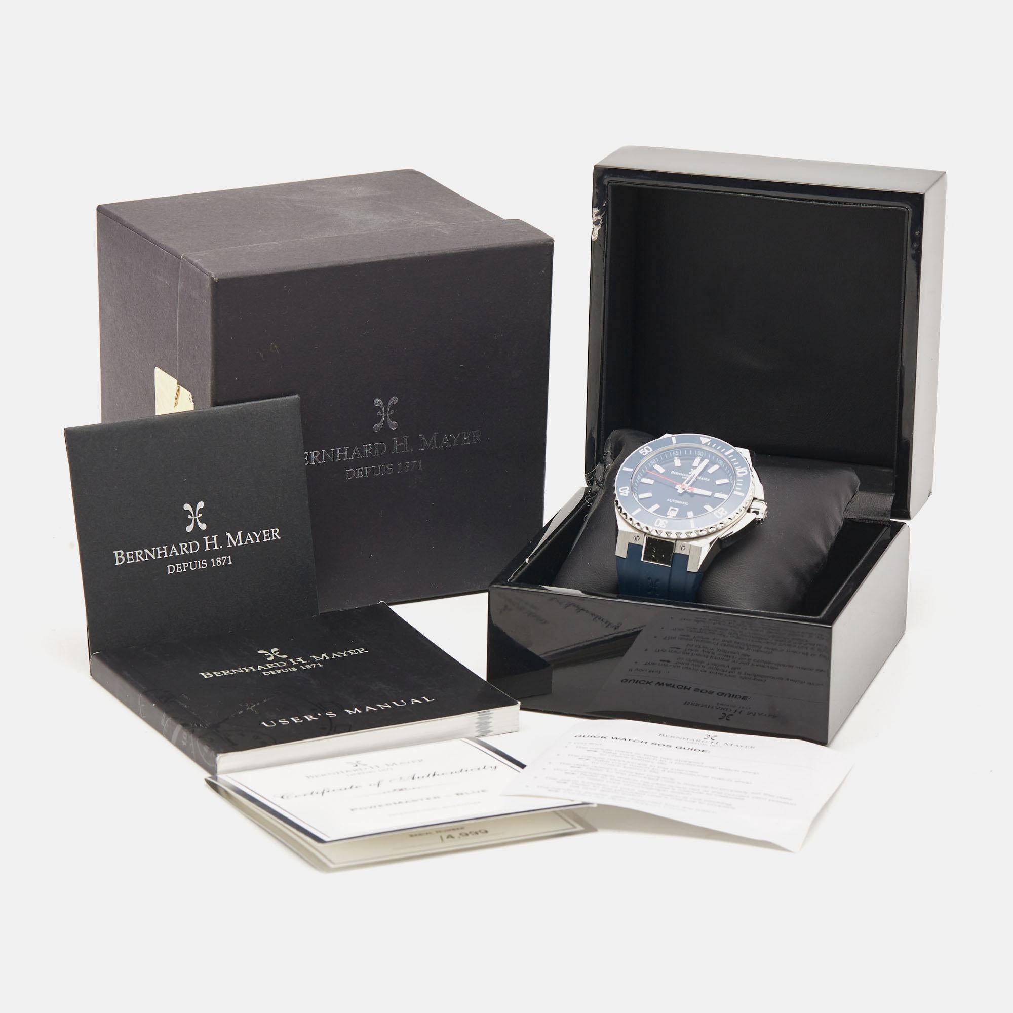 Bernhard H. Mayer Blue Ceramic Rubber Limited Edition PowerMaster Wristwatch 44  6